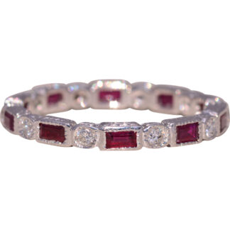 SOLD - The Scarlet Spark: Ruby and Natural Diamond Eternity Band in White Gold
