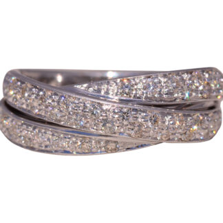 The Milano Twist: Italian Diamond Crossover Ring in White Gold
