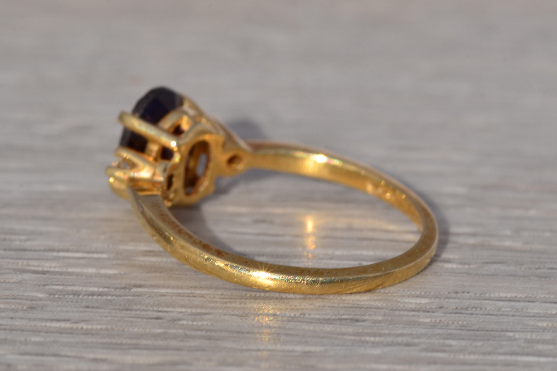 The Crimson Ember: Vintage Garnet & Diamond Ring in 14k Yellow Gold - Image 4