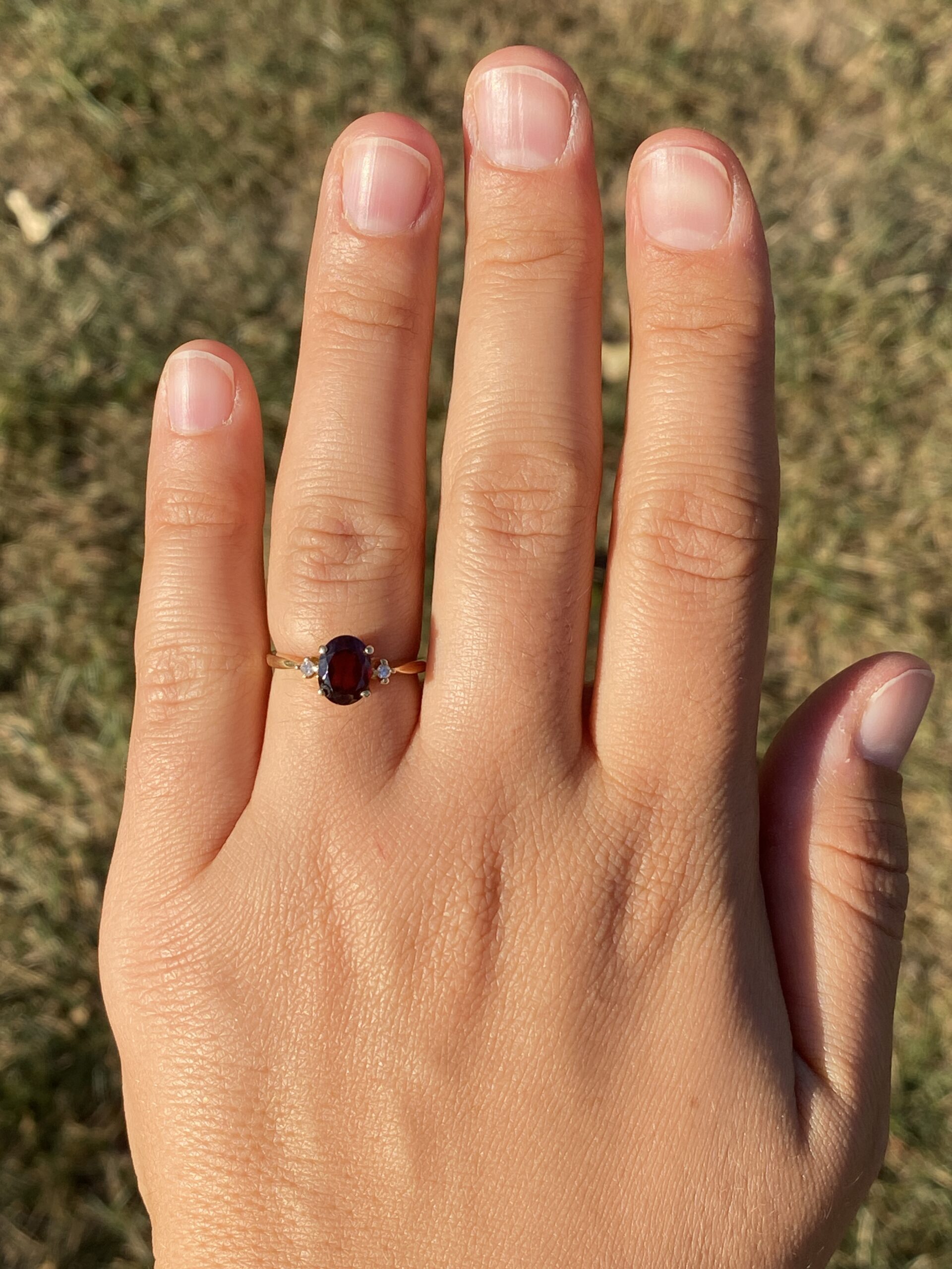 The Crimson Ember: Vintage Garnet & Diamond Ring in 14k Yellow Gold - Image 8