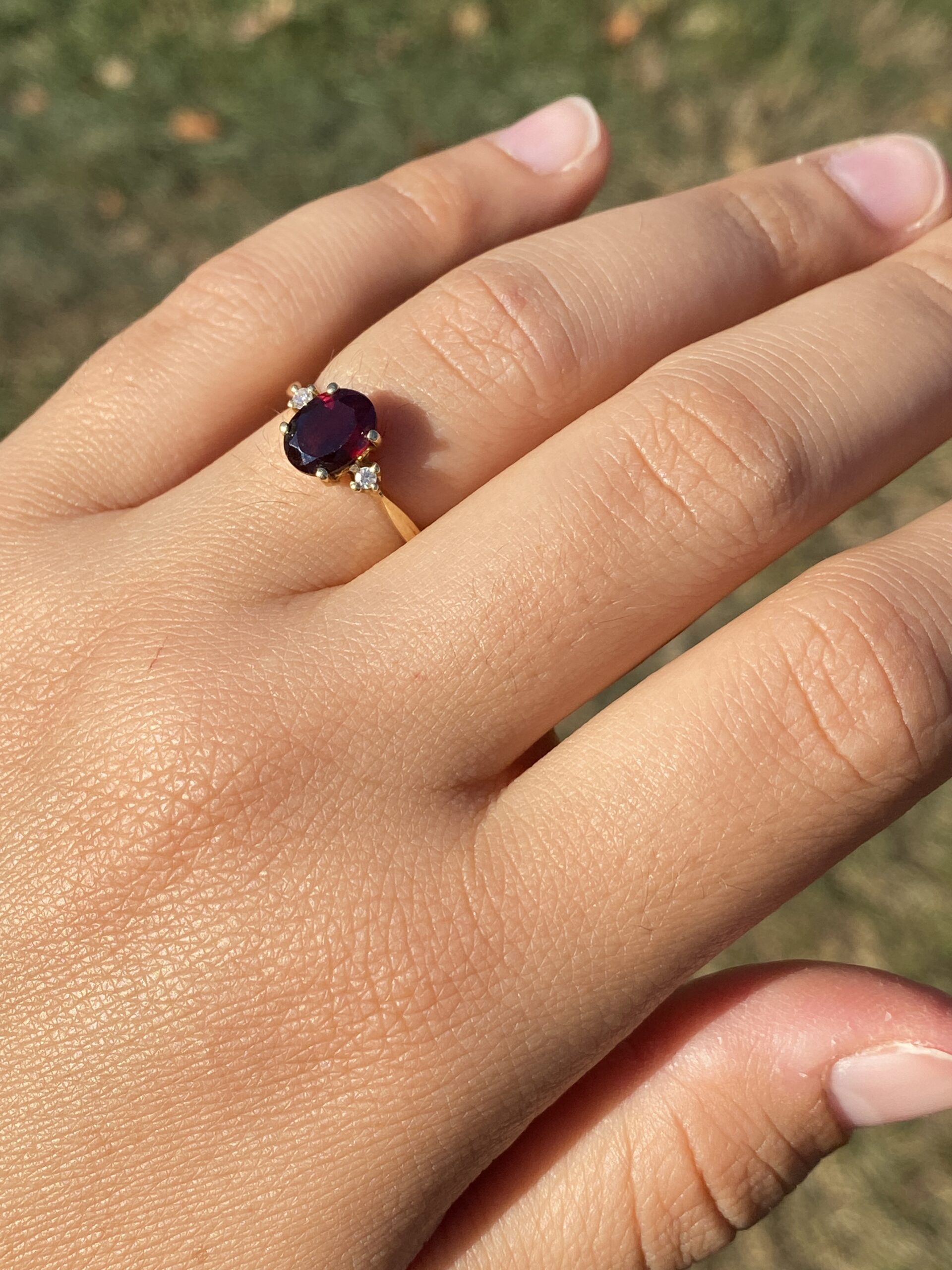 The Crimson Ember: Vintage Garnet & Diamond Ring in 14k Yellow Gold - Image 9