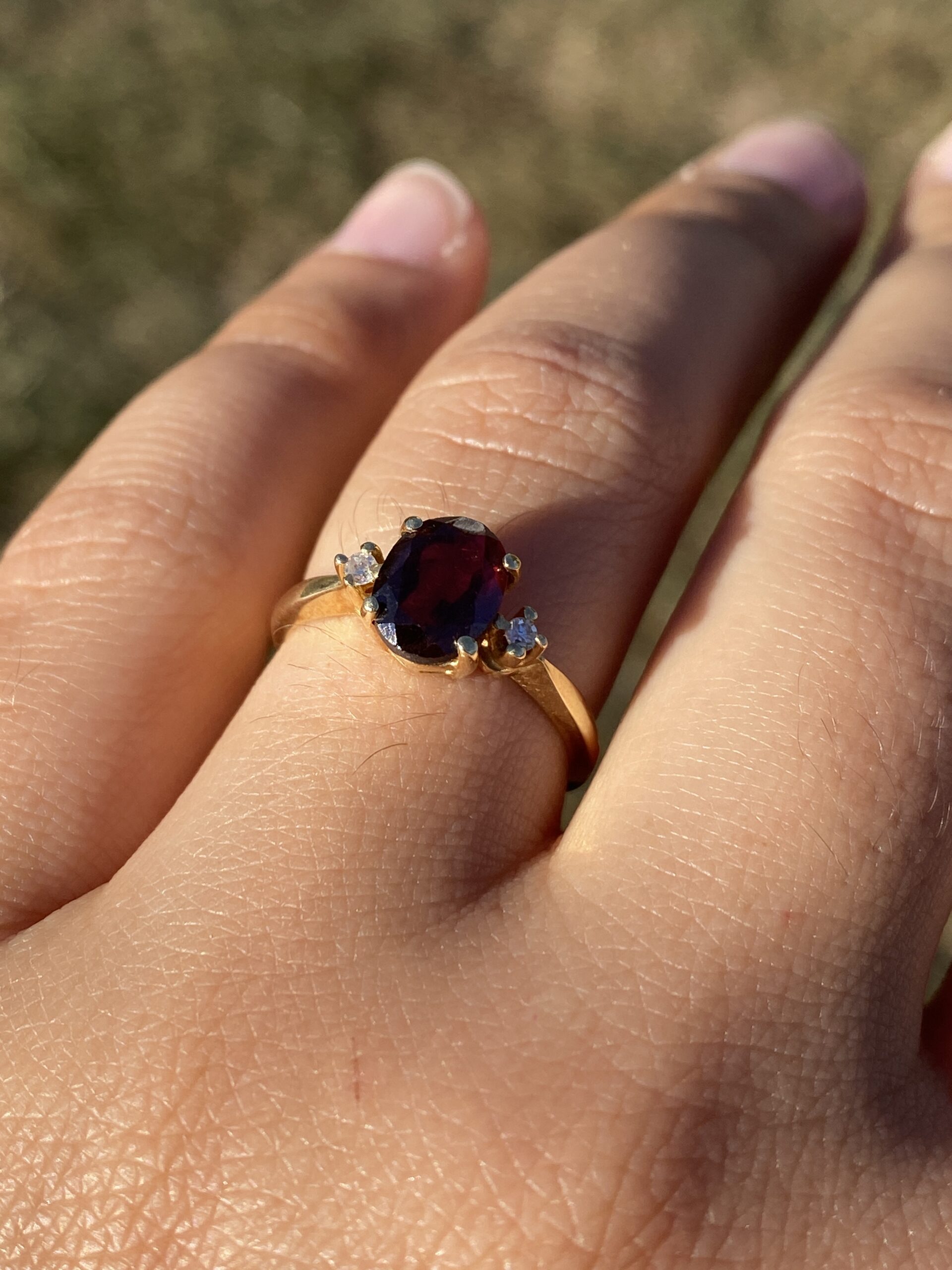 The Crimson Ember: Vintage Garnet & Diamond Ring in 14k Yellow Gold - Image 10