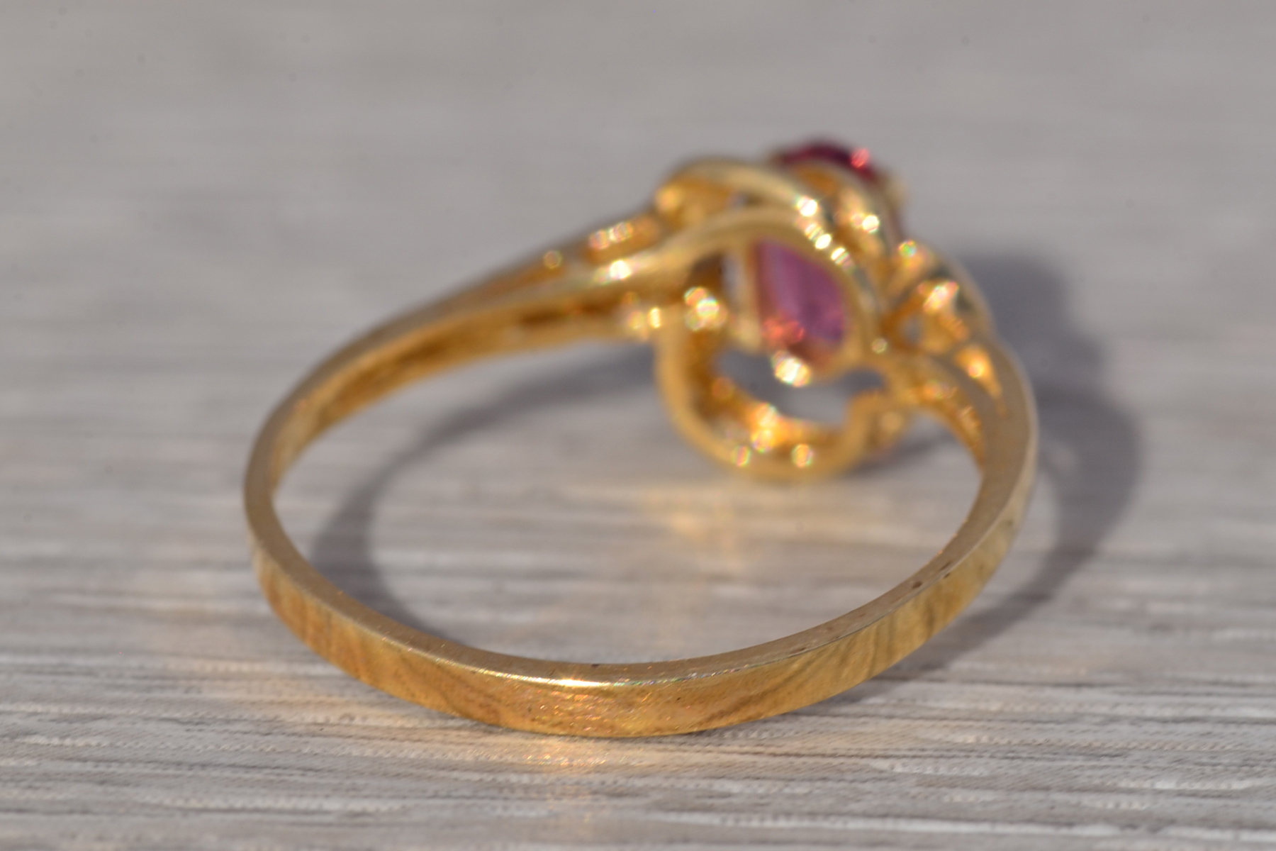 The Rosé Current: Vintage Pink Tourmaline & Diamond Ring in 14k Yellow Gold - Image 5