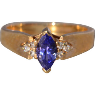 The Twilight: Tanzanite and Diamond Ring in Yellow Gold