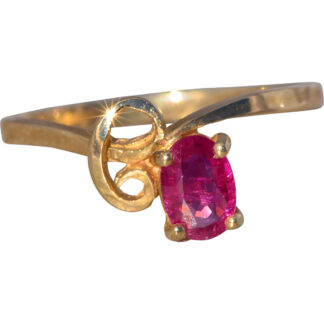 The Crimson Scroll: Ruby Solitaire Ring in Yellow Gold