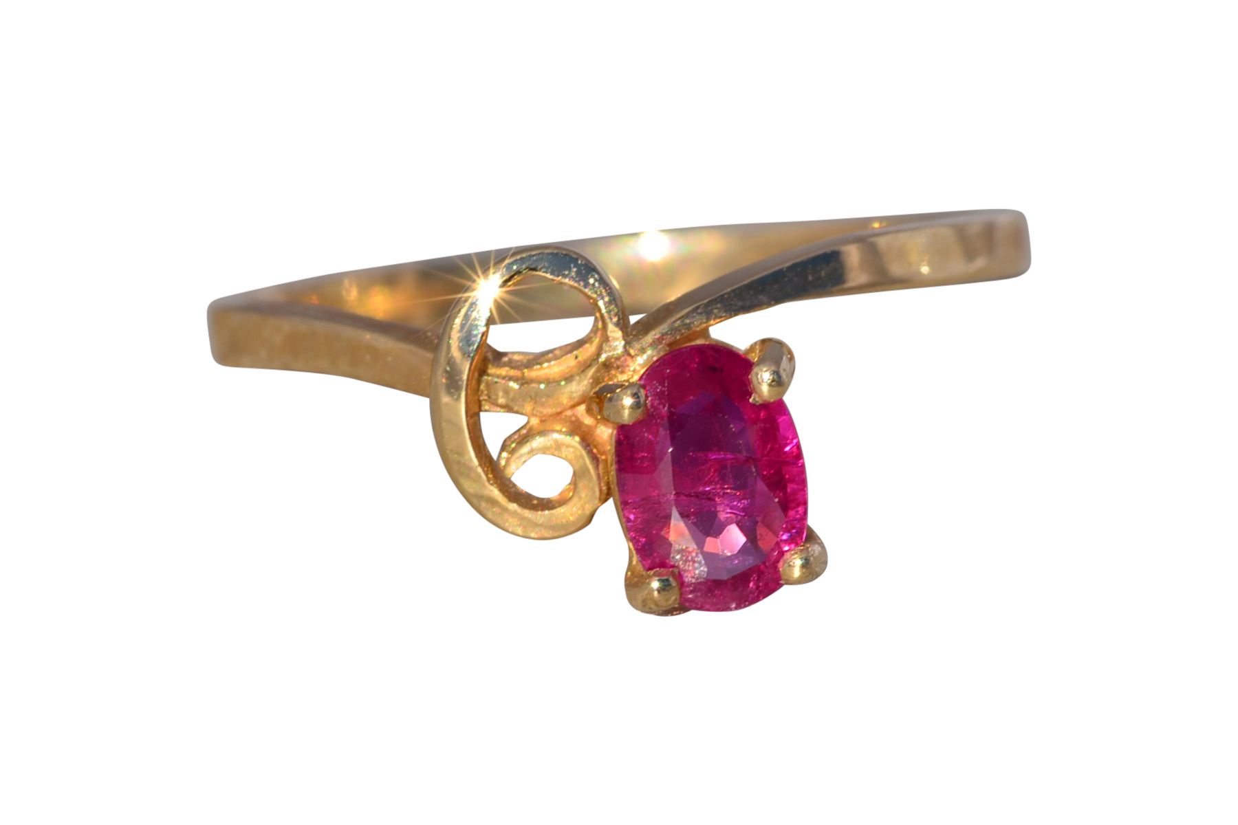 The Crimson Scroll: Ruby Solitaire Ring in Yellow Gold