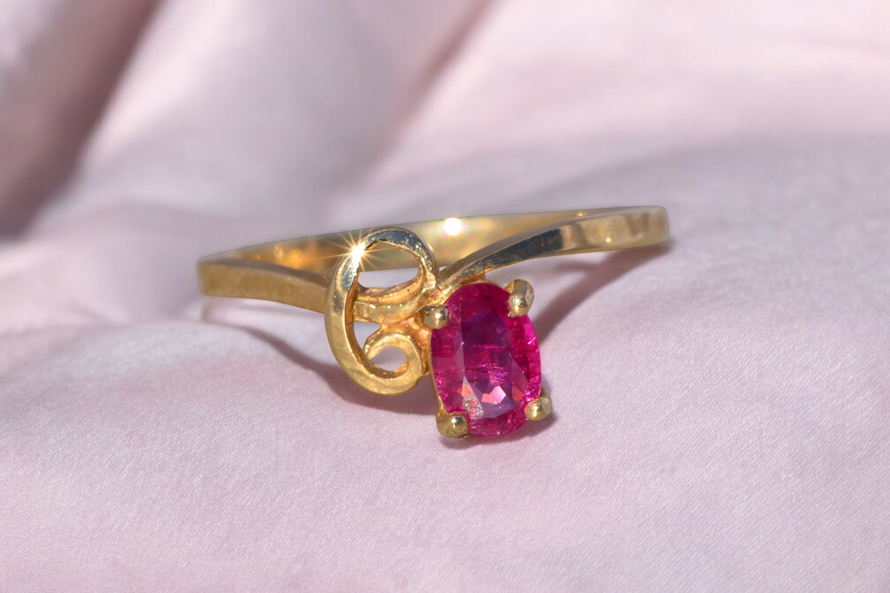 The Crimson Scroll: Ruby Solitaire Ring in Yellow Gold - Image 11