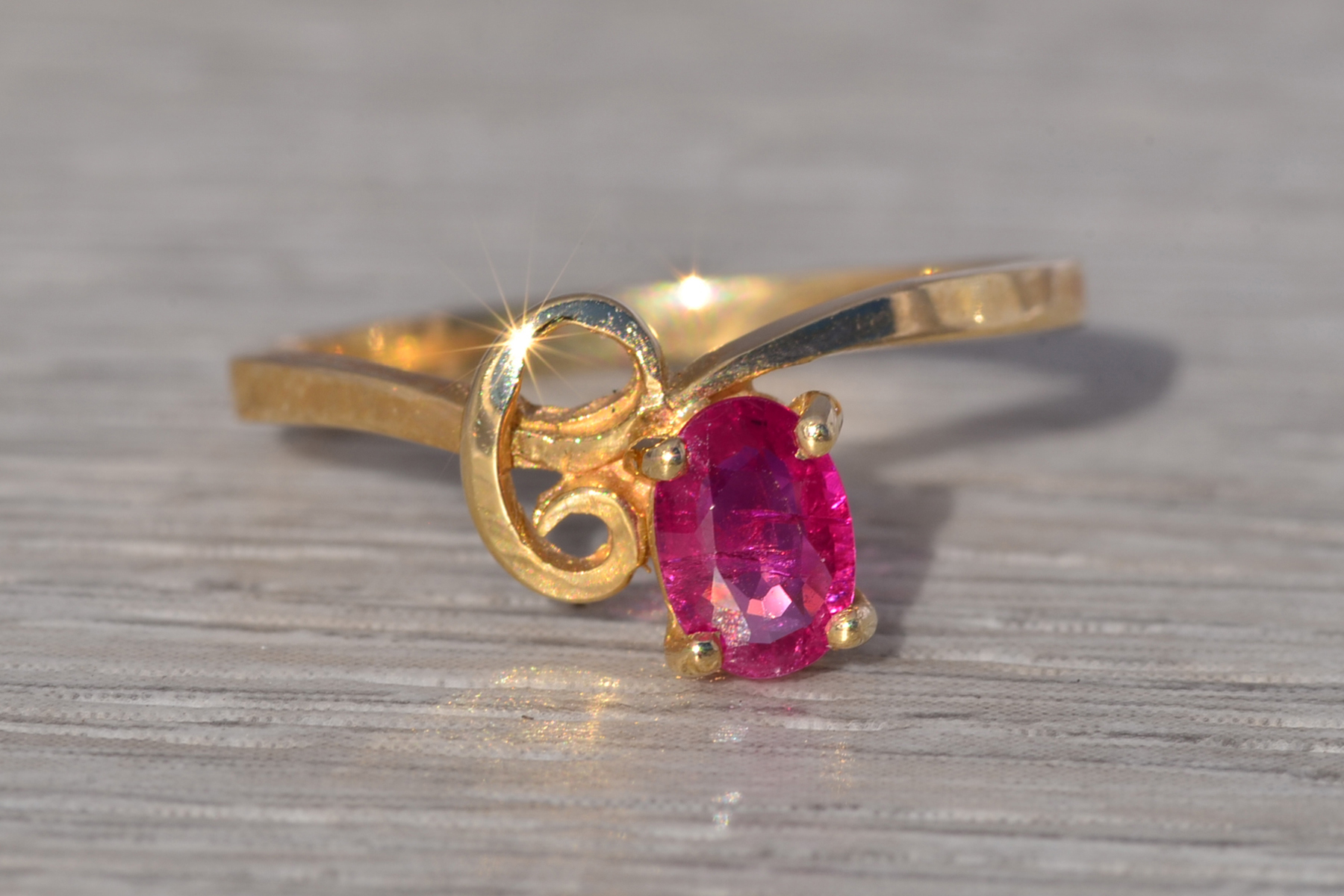 The Crimson Scroll: Ruby Solitaire Ring in Yellow Gold - Image 2