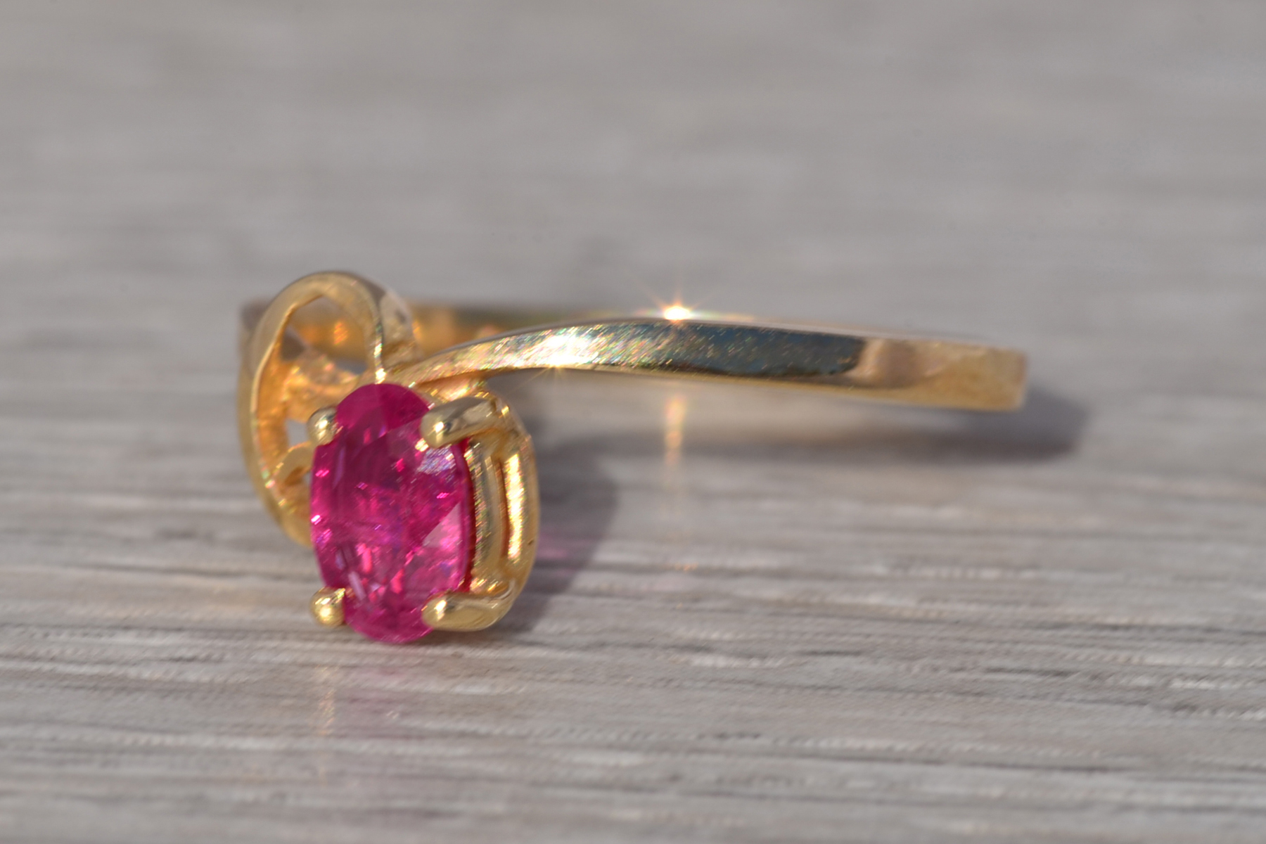 The Crimson Scroll: Ruby Solitaire Ring in Yellow Gold - Image 3