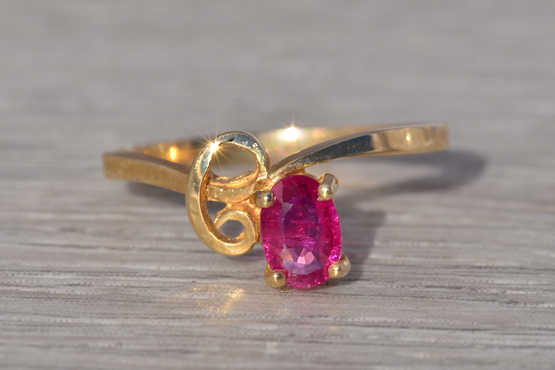 The Crimson Scroll: Ruby Solitaire Ring in Yellow Gold - Image 7