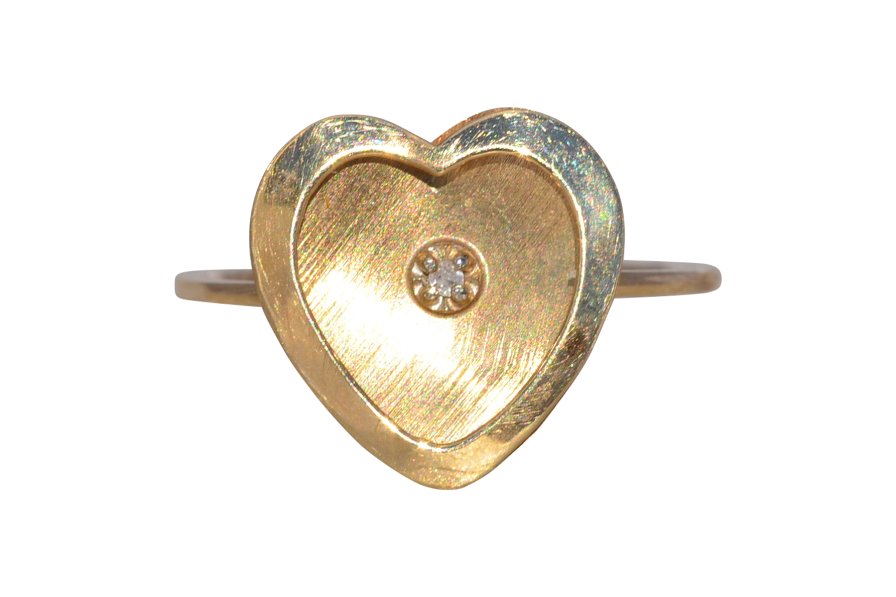 The Golden Heart: Vintage Diamond Heart Ring in 14k Yellow Gold