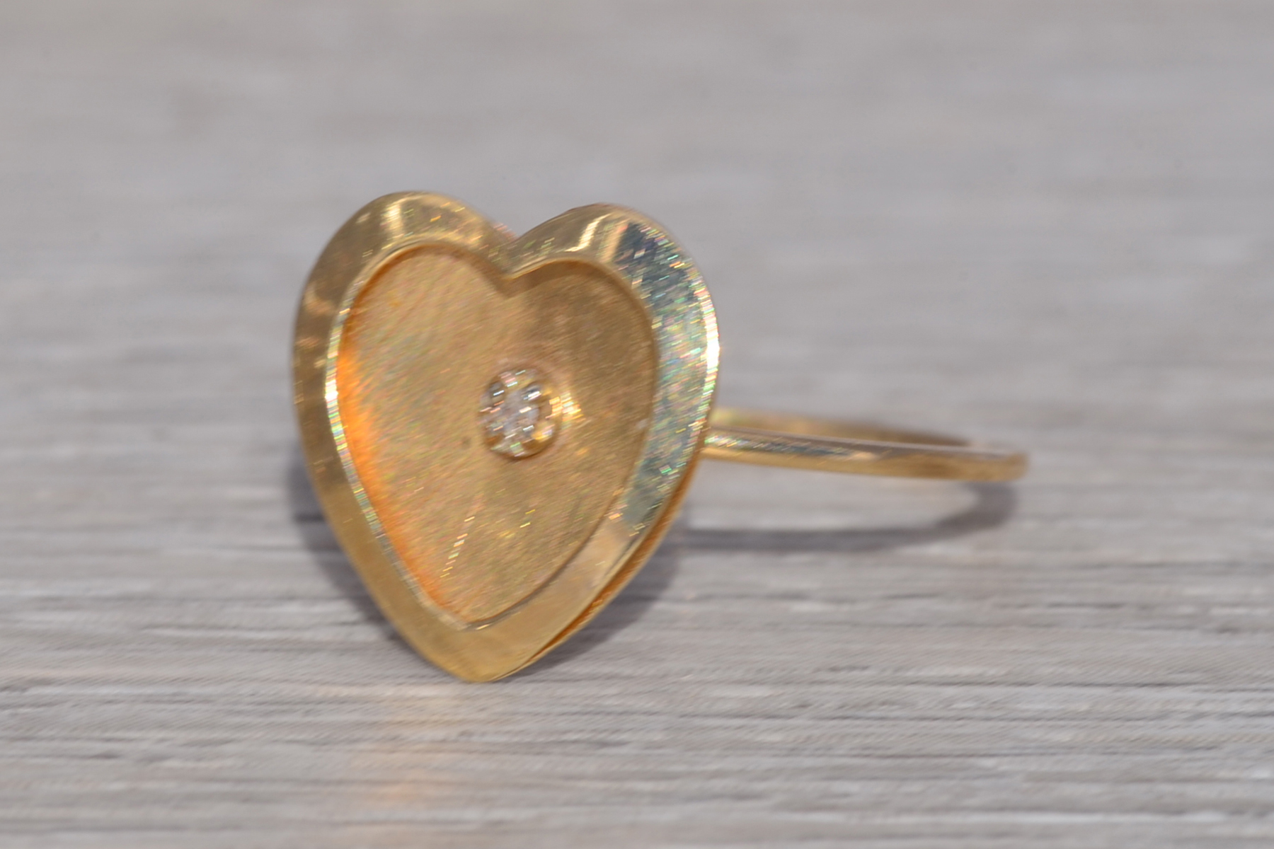 The Golden Heart: Vintage Diamond Heart Ring in 14k Yellow Gold - Image 3