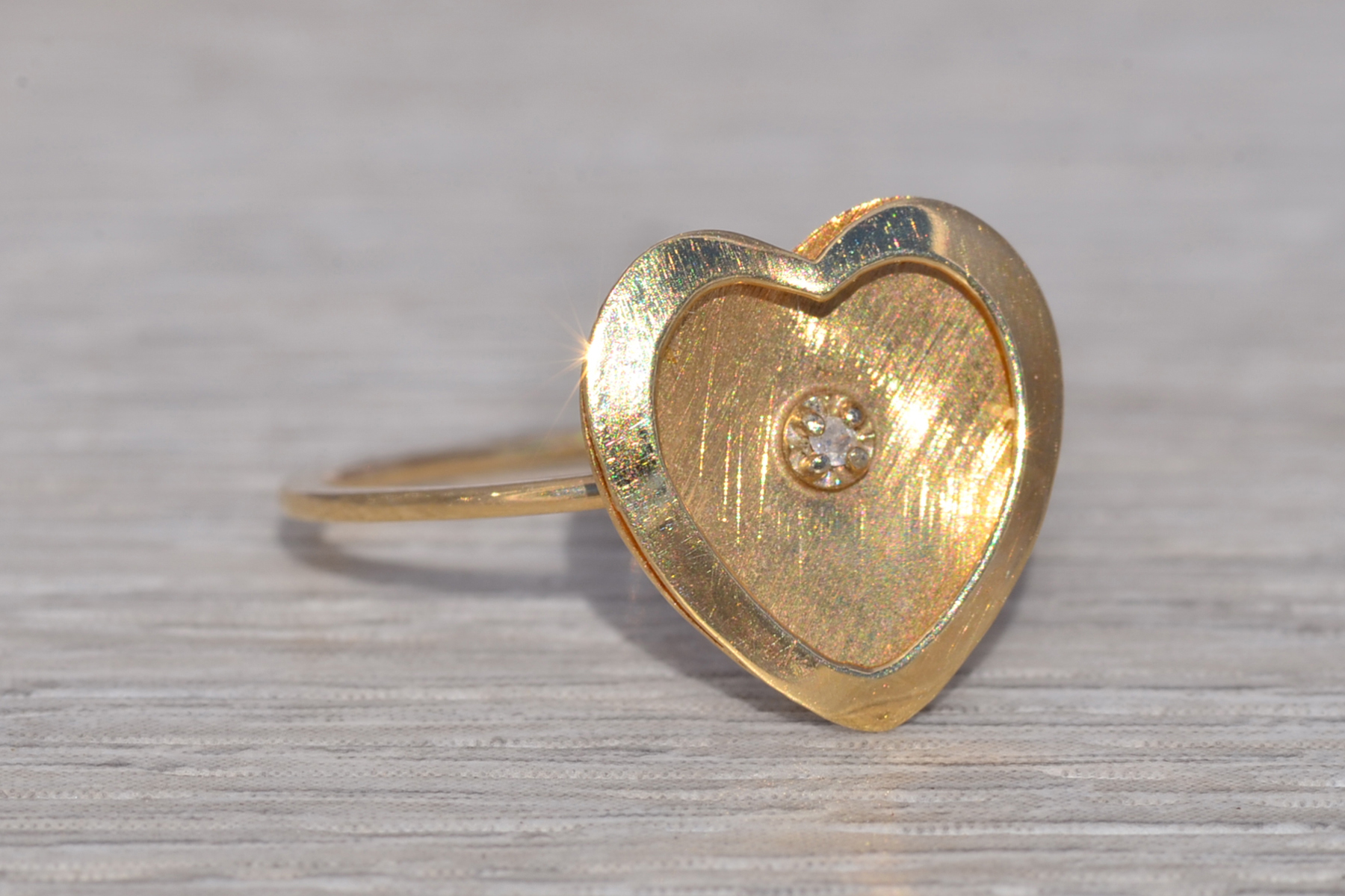 The Golden Heart: Vintage Diamond Heart Ring in 14k Yellow Gold - Image 6