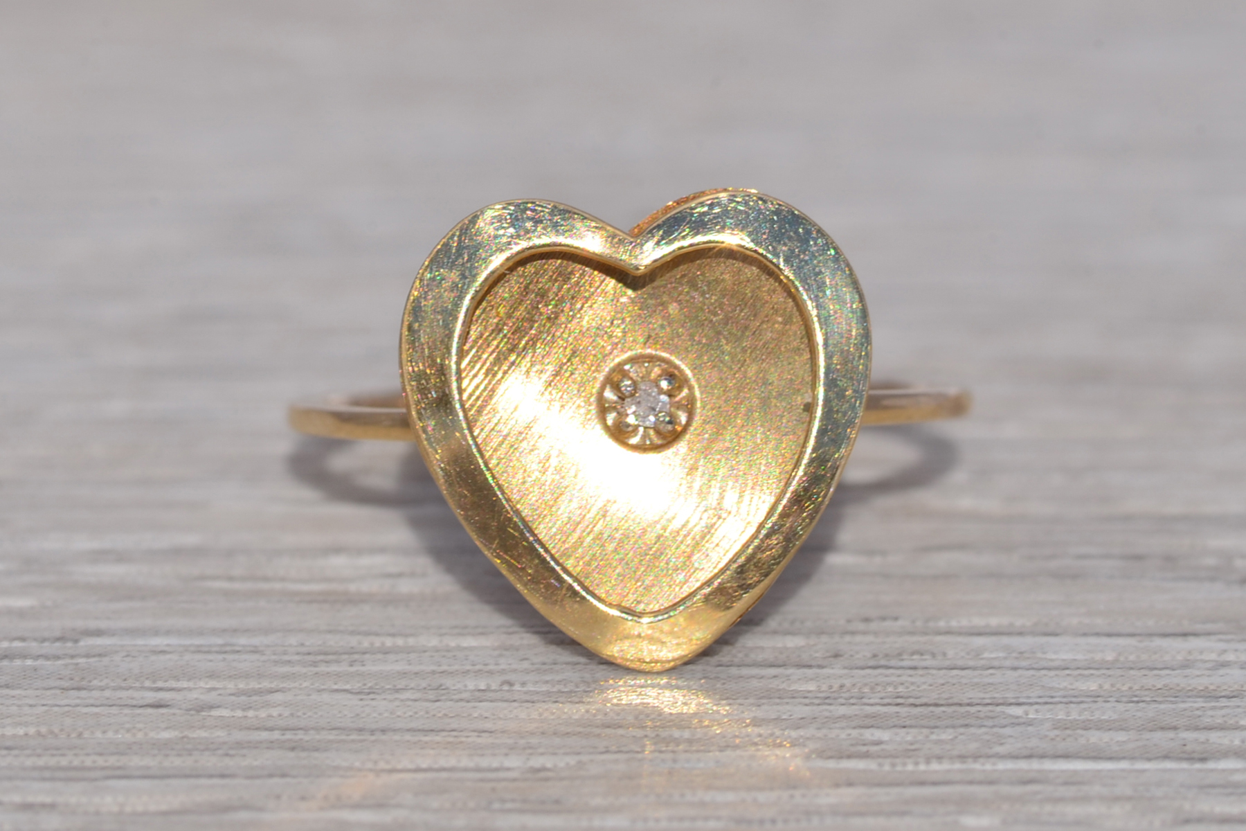 The Golden Heart: Vintage Diamond Heart Ring in 14k Yellow Gold - Image 7
