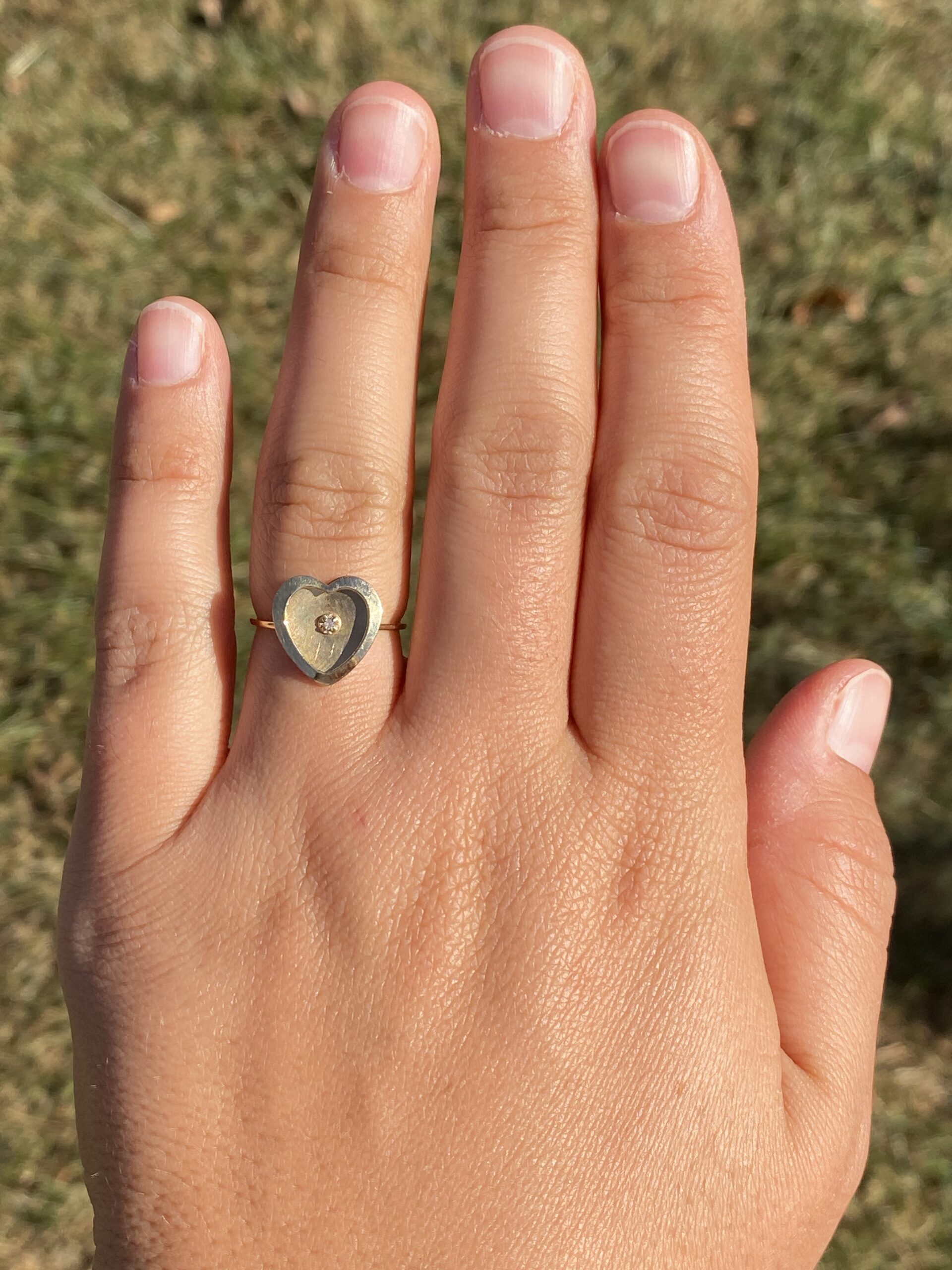 The Golden Heart: Vintage Diamond Heart Ring in 14k Yellow Gold - Image 8