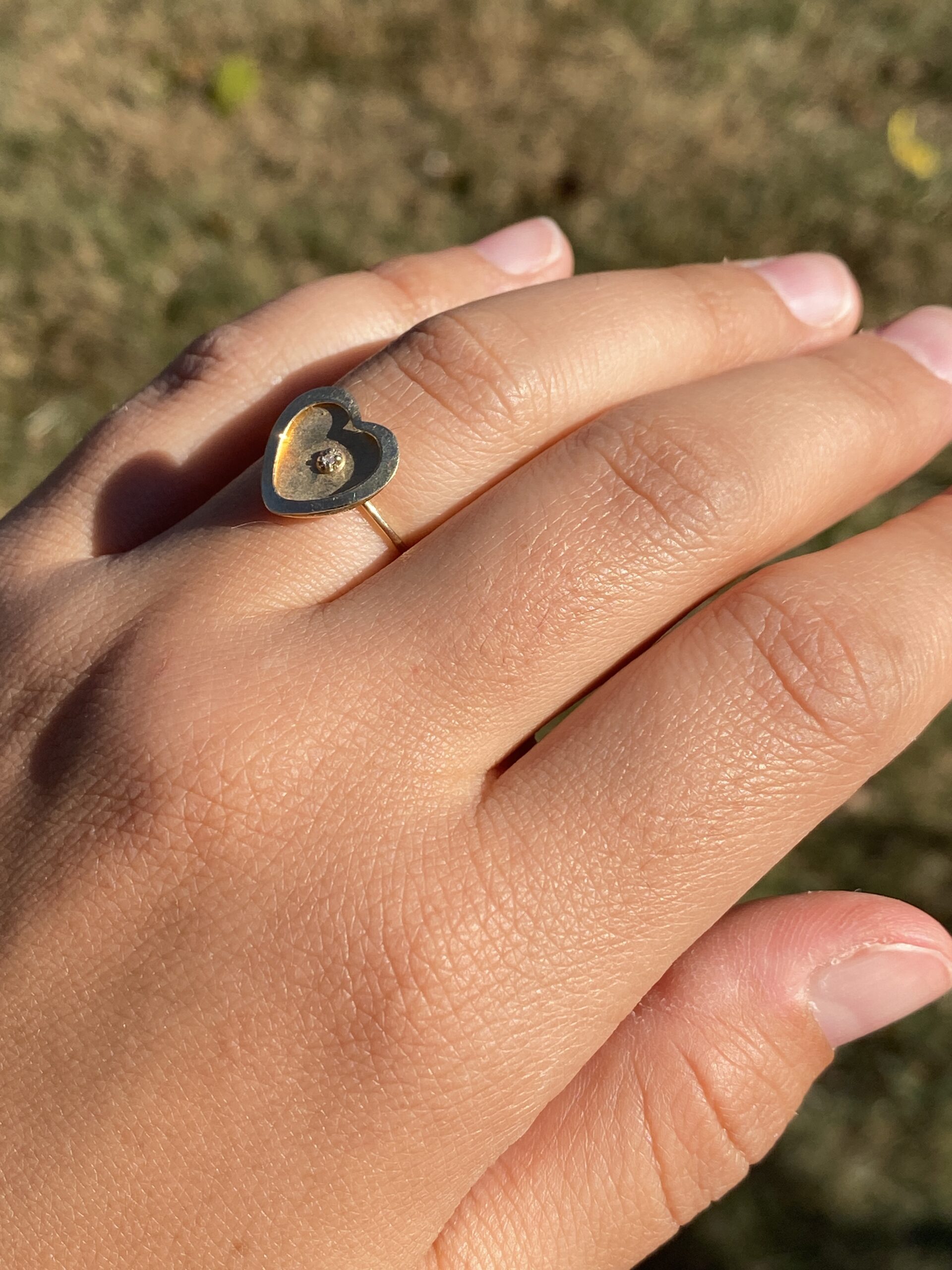 The Golden Heart: Vintage Diamond Heart Ring in 14k Yellow Gold - Image 9