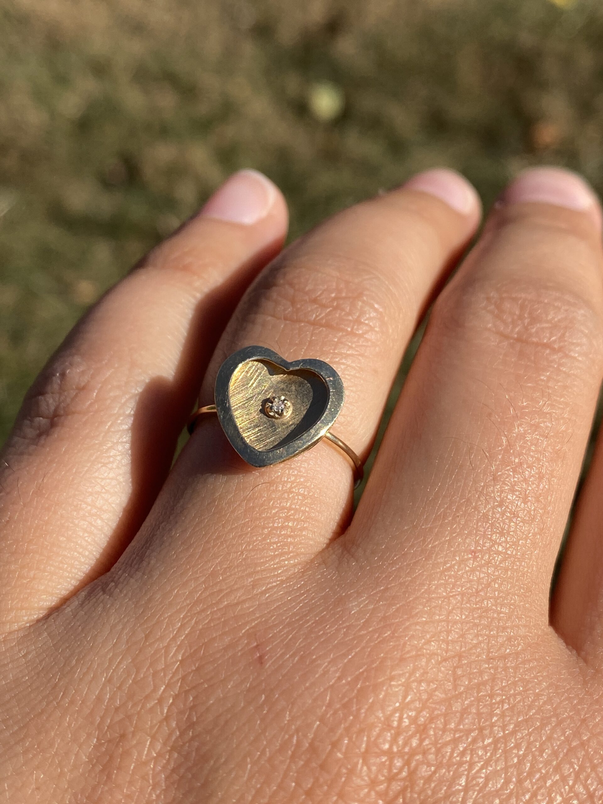 The Golden Heart: Vintage Diamond Heart Ring in 14k Yellow Gold - Image 10