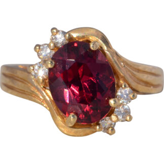 The Ember: Garnet and Diamond Ring in Yellow Gold