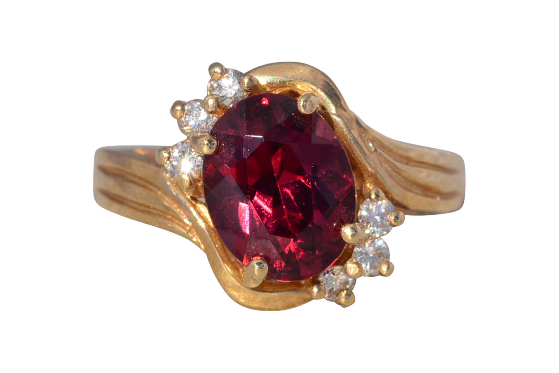 The Ember: Garnet and Diamond Ring in Yellow Gold