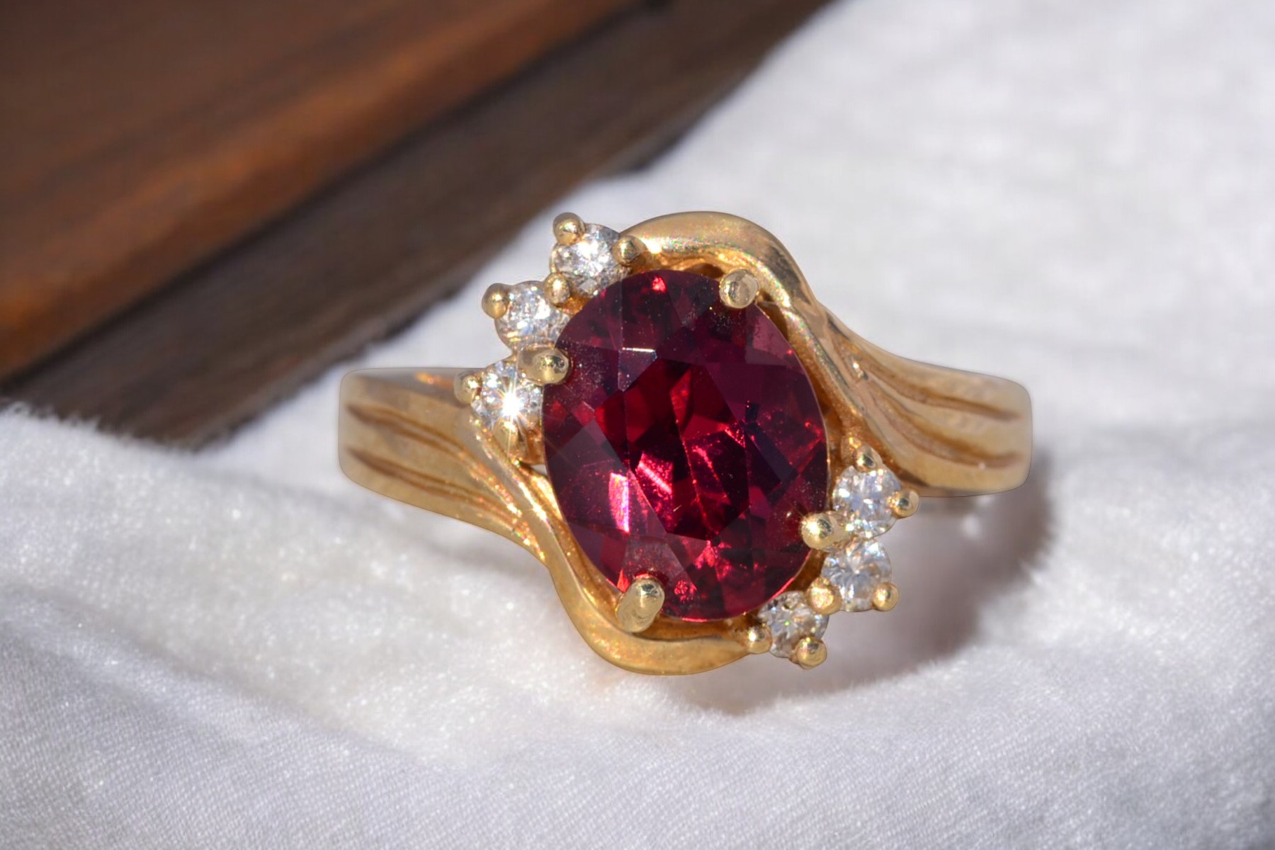 The Ember: Garnet and Diamond Ring in Yellow Gold - Image 12