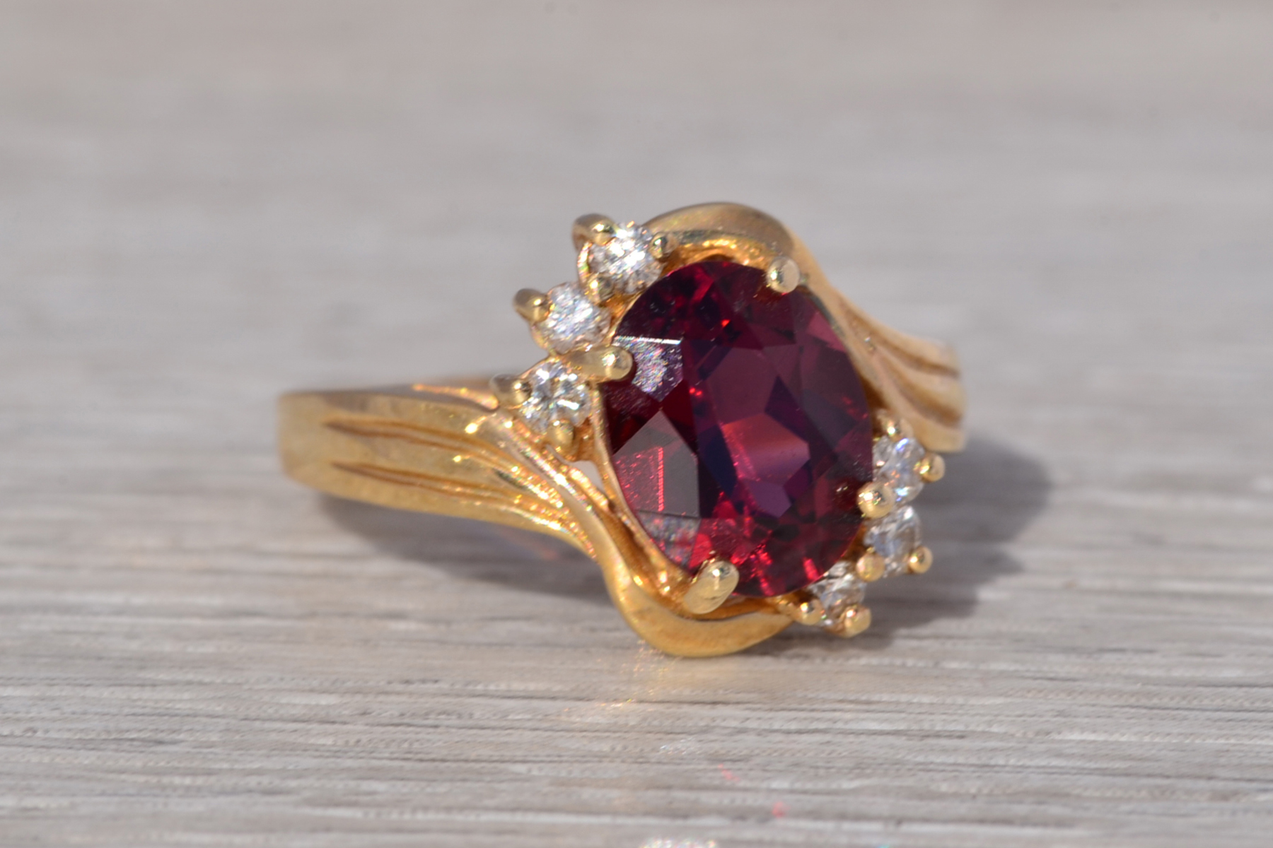 The Ember: Garnet and Diamond Ring in Yellow Gold - Image 6