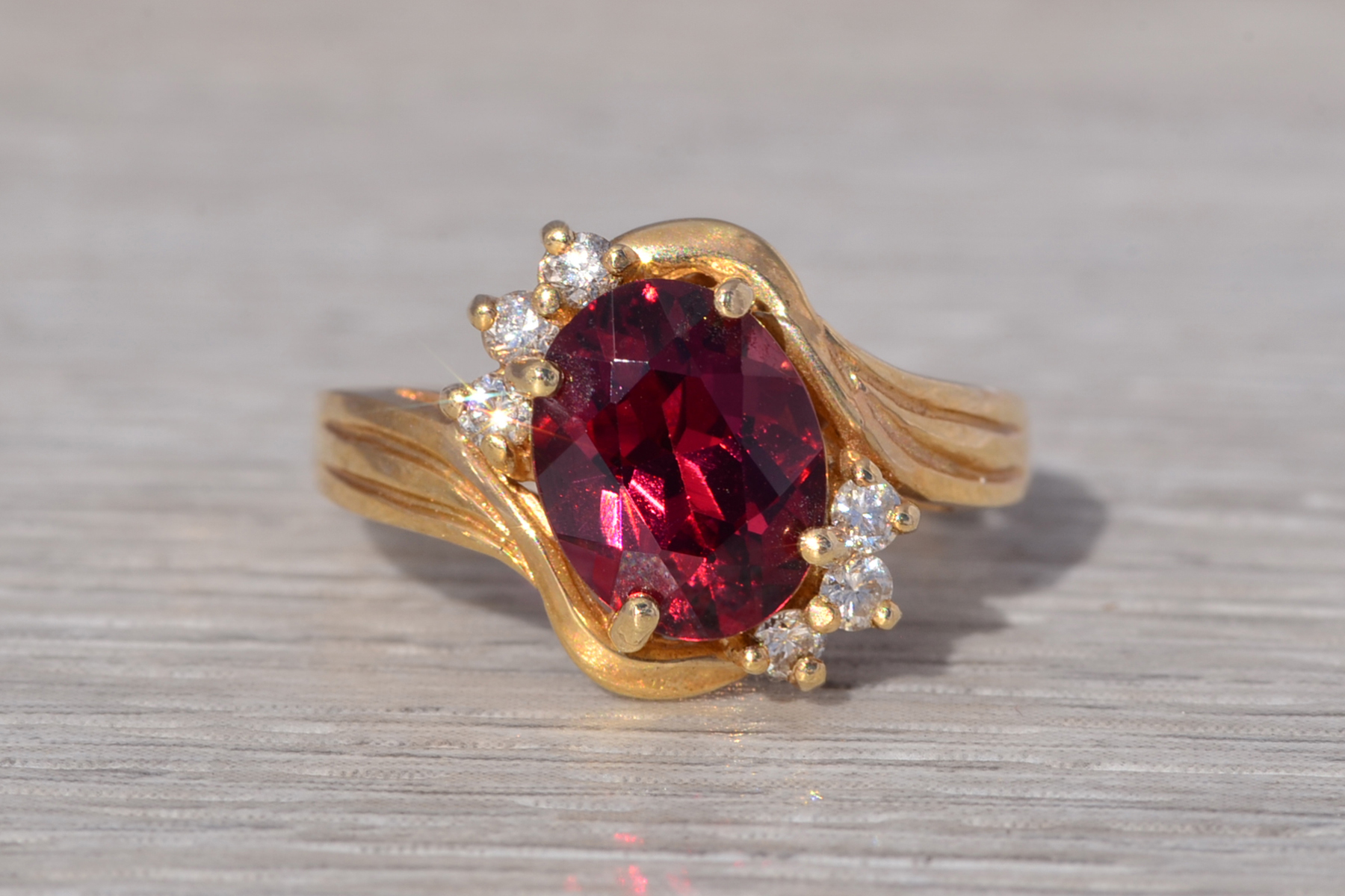The Ember: Garnet and Diamond Ring in Yellow Gold - Image 13
