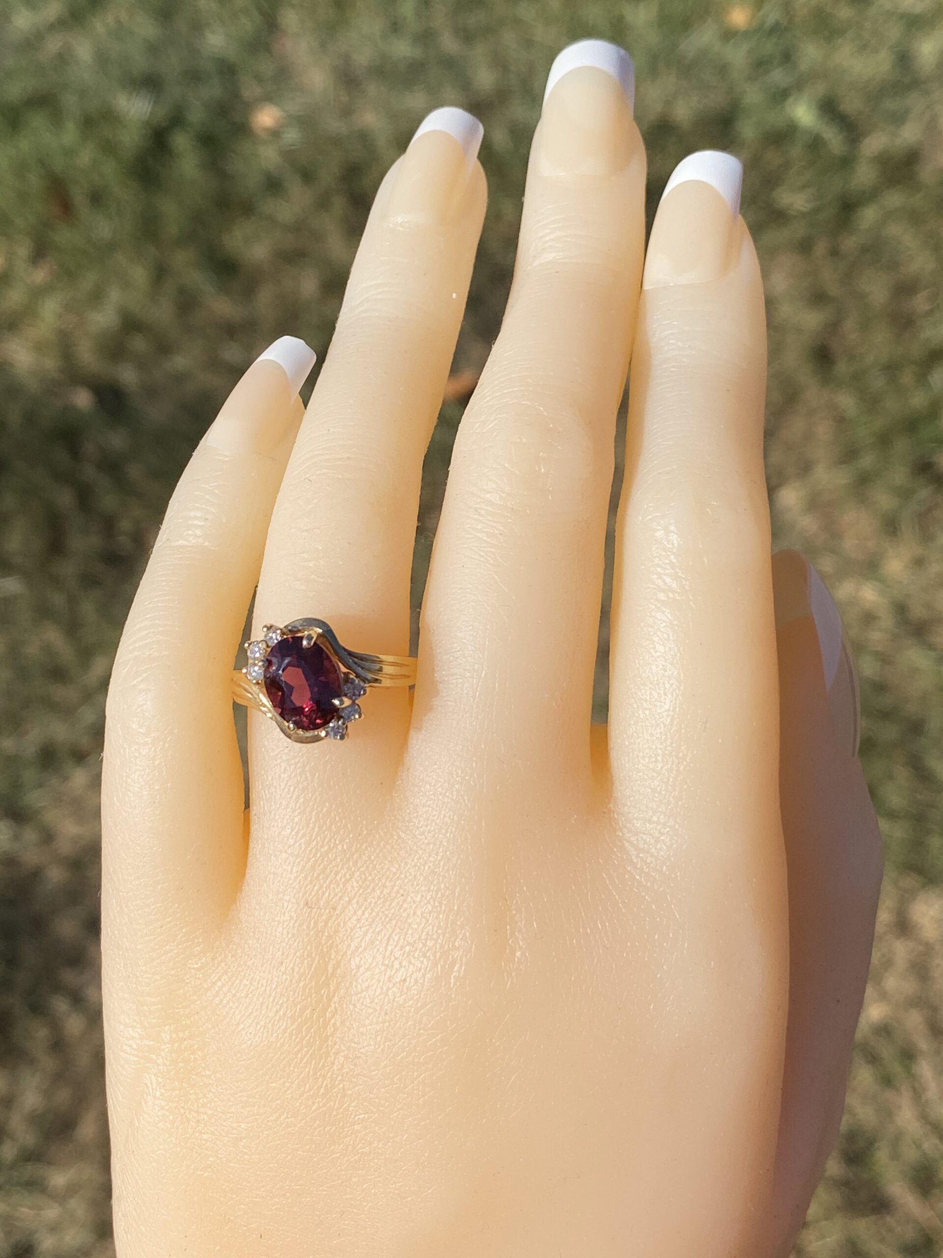 The Ember: Garnet and Diamond Ring in Yellow Gold - Image 9