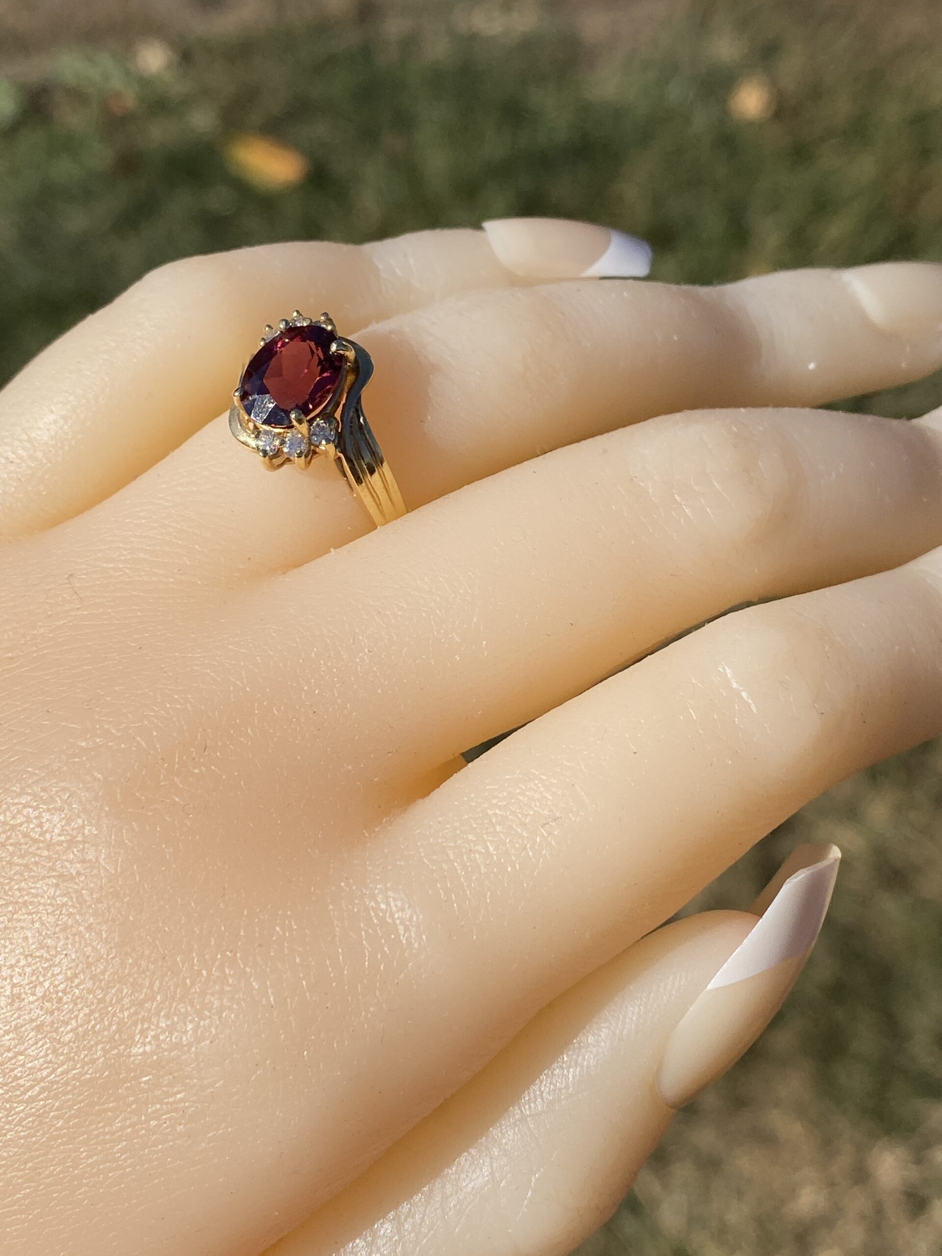 The Ember: Garnet and Diamond Ring in Yellow Gold - Image 10
