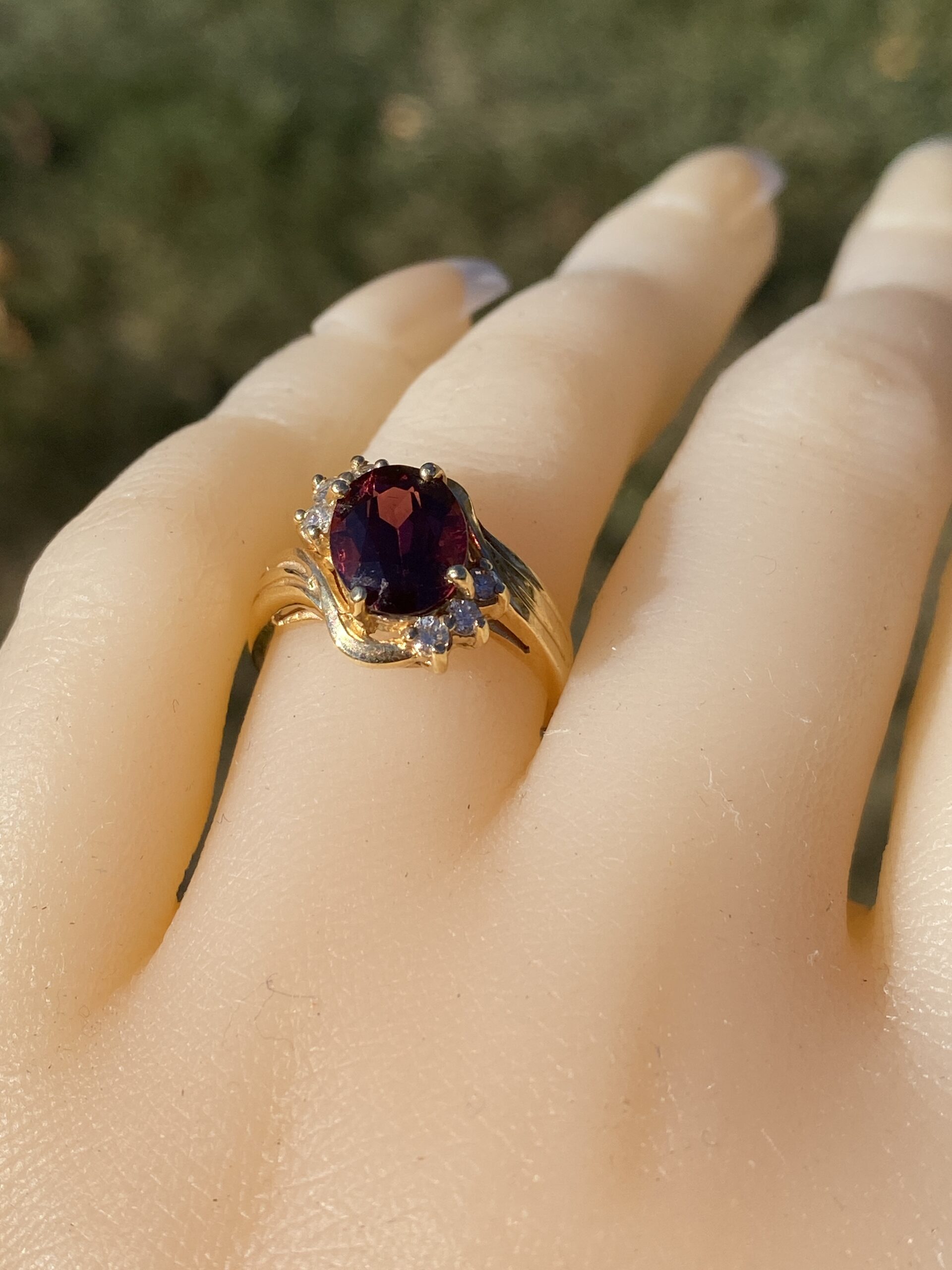 The Ember: Garnet and Diamond Ring in Yellow Gold - Image 11