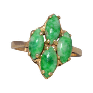 The Verdant Marquis: Vintage Jade Ring in 14k Yellow Gold