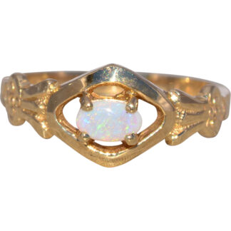 The Aurora Bloom: Natural Australian Opal Ring in Yellow Gold