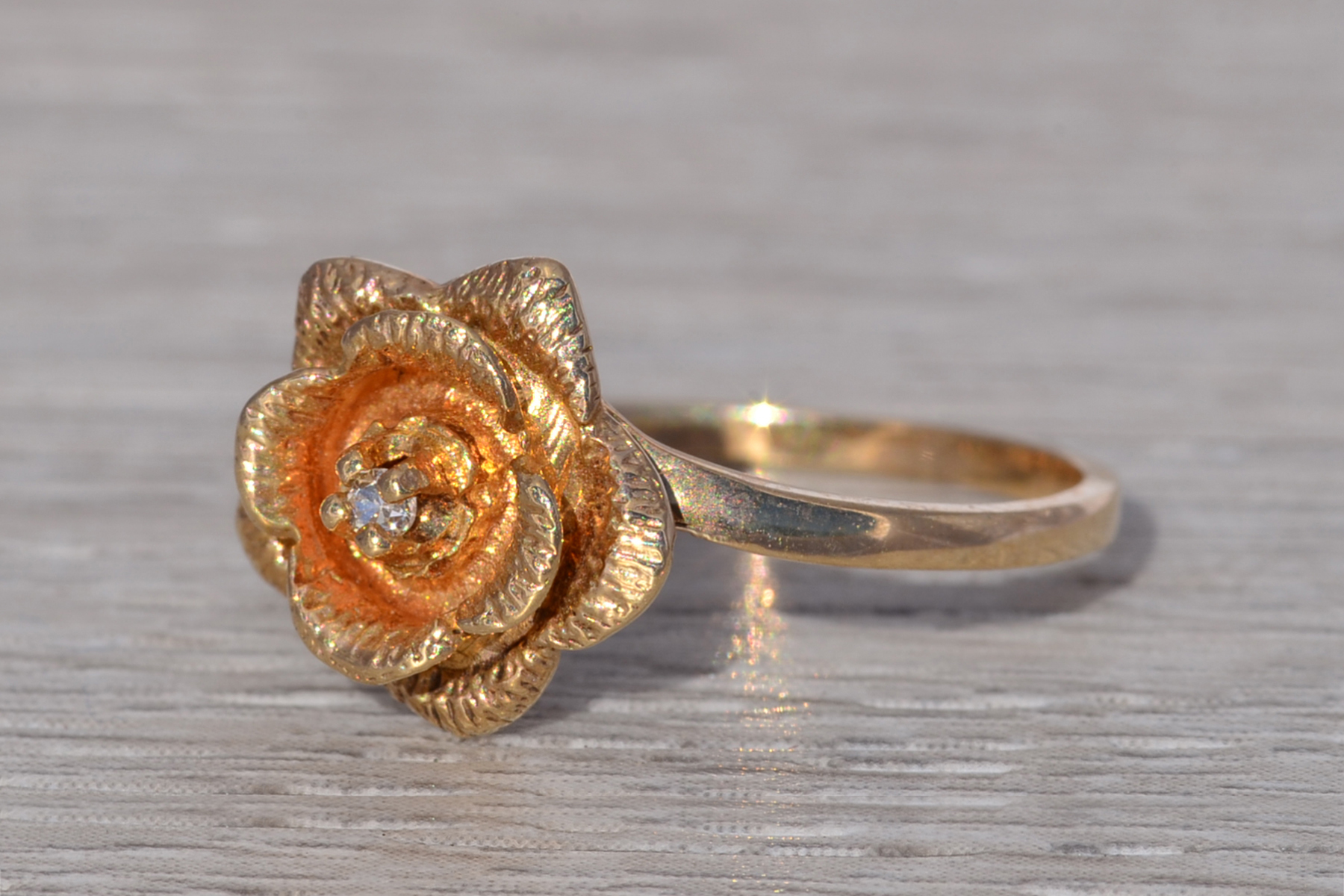 The Golden Bloom: Diamond Floral Ring in Yellow Gold - Image 3