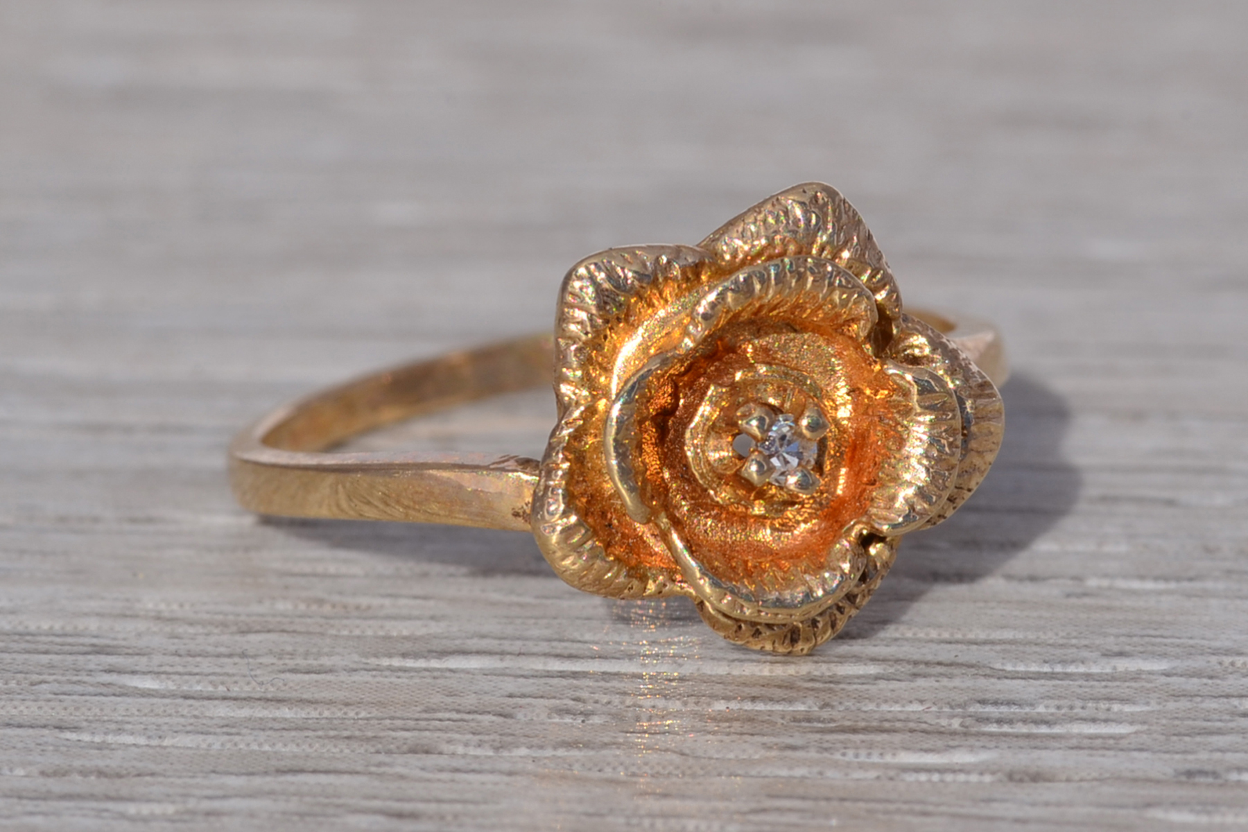 The Golden Bloom: Diamond Floral Ring in Yellow Gold - Image 6