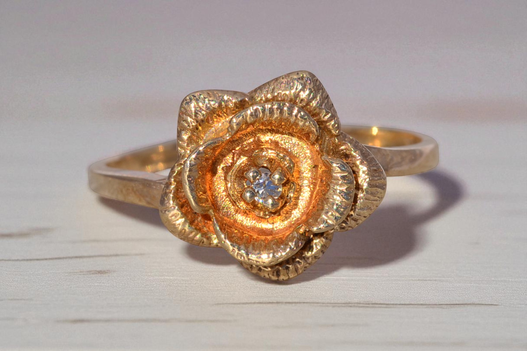 The Golden Bloom: Diamond Floral Ring in Yellow Gold - Image 11
