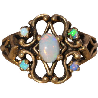 The Celestial Fire: Opal Cluster Ring in Yellow Gold