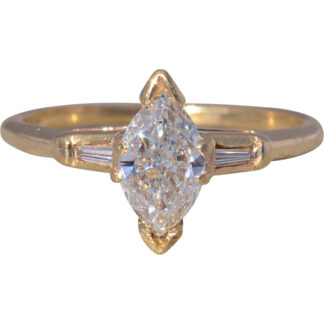 The Golden Poise: Marquise Diamond Engagement Ring in Yellow Gold