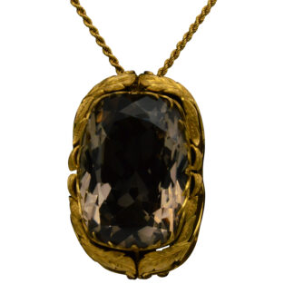 SOLD - The Artemis:  Signed Georgian Smokey Quartz Brooch and Pendant Combination Set with 200 Carat Quartz