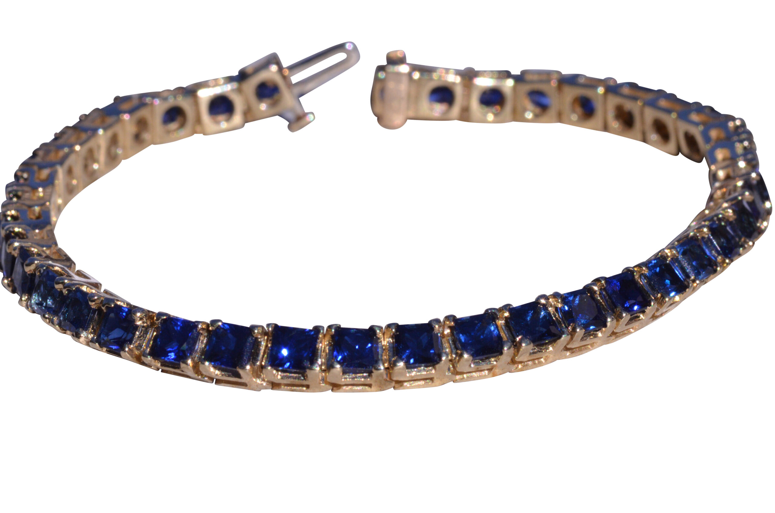 The Eloise: Radiant Cut Sapphire Yellow Gold Tennis Bracelet