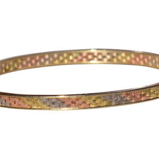 SOLD - The McCleery:  Ladies 14K Tricolor Woven Bangle Bracelet