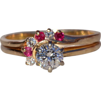 SOLD - The Meldrum Bay:  Ladies 14K Engagement Ring set with 1/2 CT Diamond and Ruby Accents