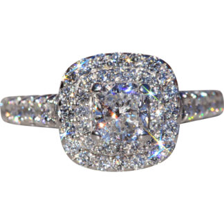 The Kinlough:  Ladies 14K White Gold Double Halo Engagement Ring