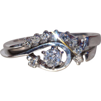 SOLD - The Heydon Bay:  Ladies Vintage 14K White Gold Diamond Engagement Ring with Fitted Band