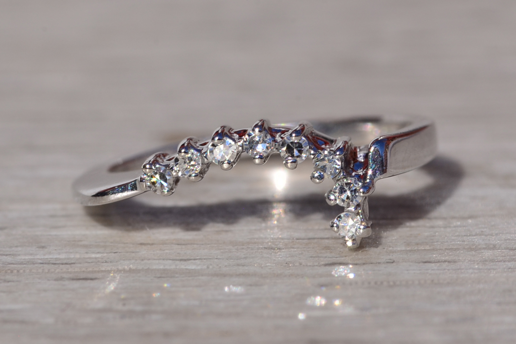 SOLD - The Heydon Bay: Ladies Vintage 14K White Gold Diamond Engagement Ring with Fitted Band - Image 9