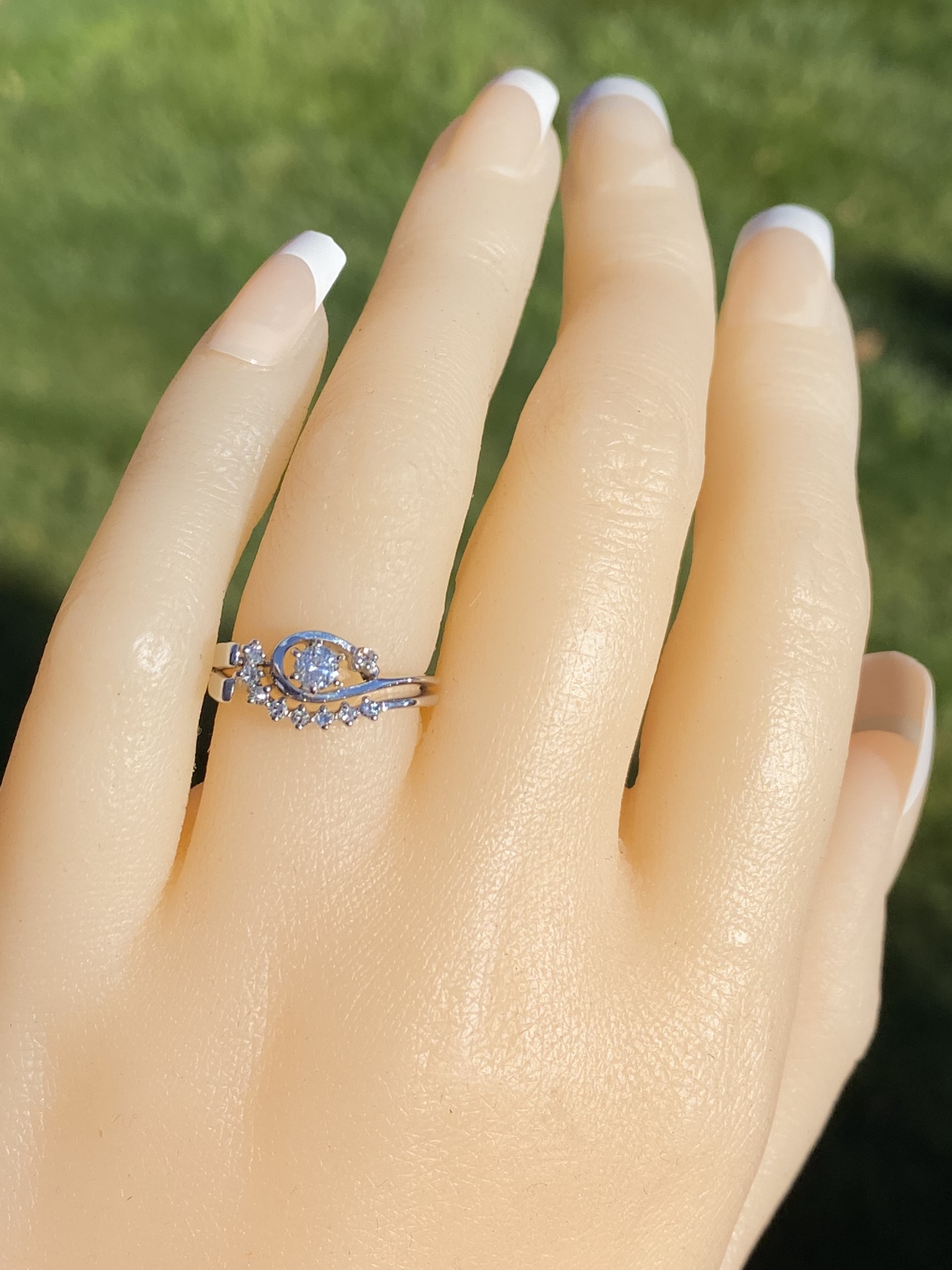 SOLD - The Heydon Bay: Ladies Vintage 14K White Gold Diamond Engagement Ring with Fitted Band - Image 10