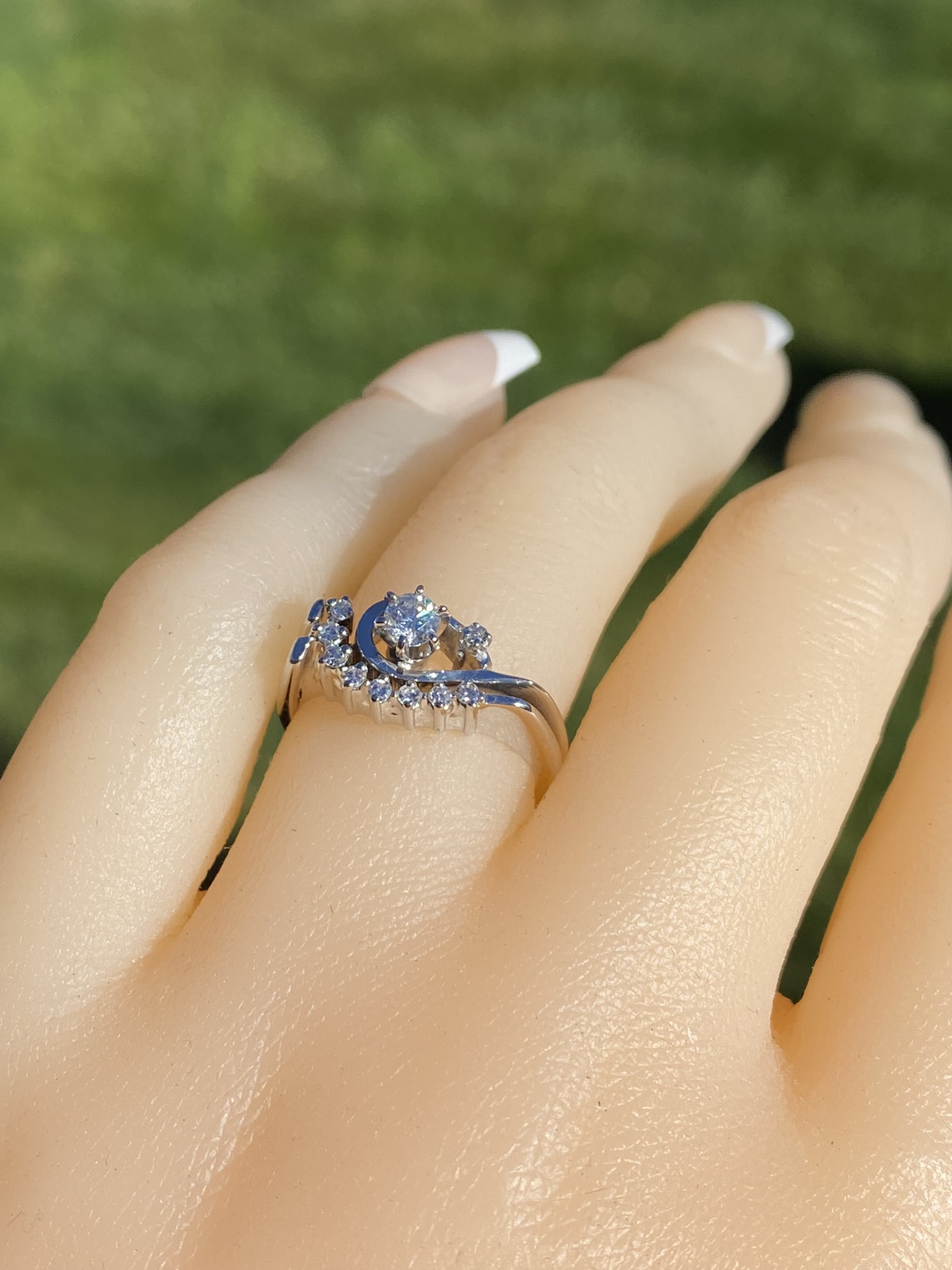 SOLD - The Heydon Bay: Ladies Vintage 14K White Gold Diamond Engagement Ring with Fitted Band - Image 11