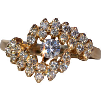 The Port Alberni:  Ladies Vintage 14K Gold Bypass Engagement Ring set with Diamonds