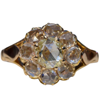 SOLD - The Running Springs:  Georgian Yellow Gold Engagement Ring with Rose Cut Diamonds