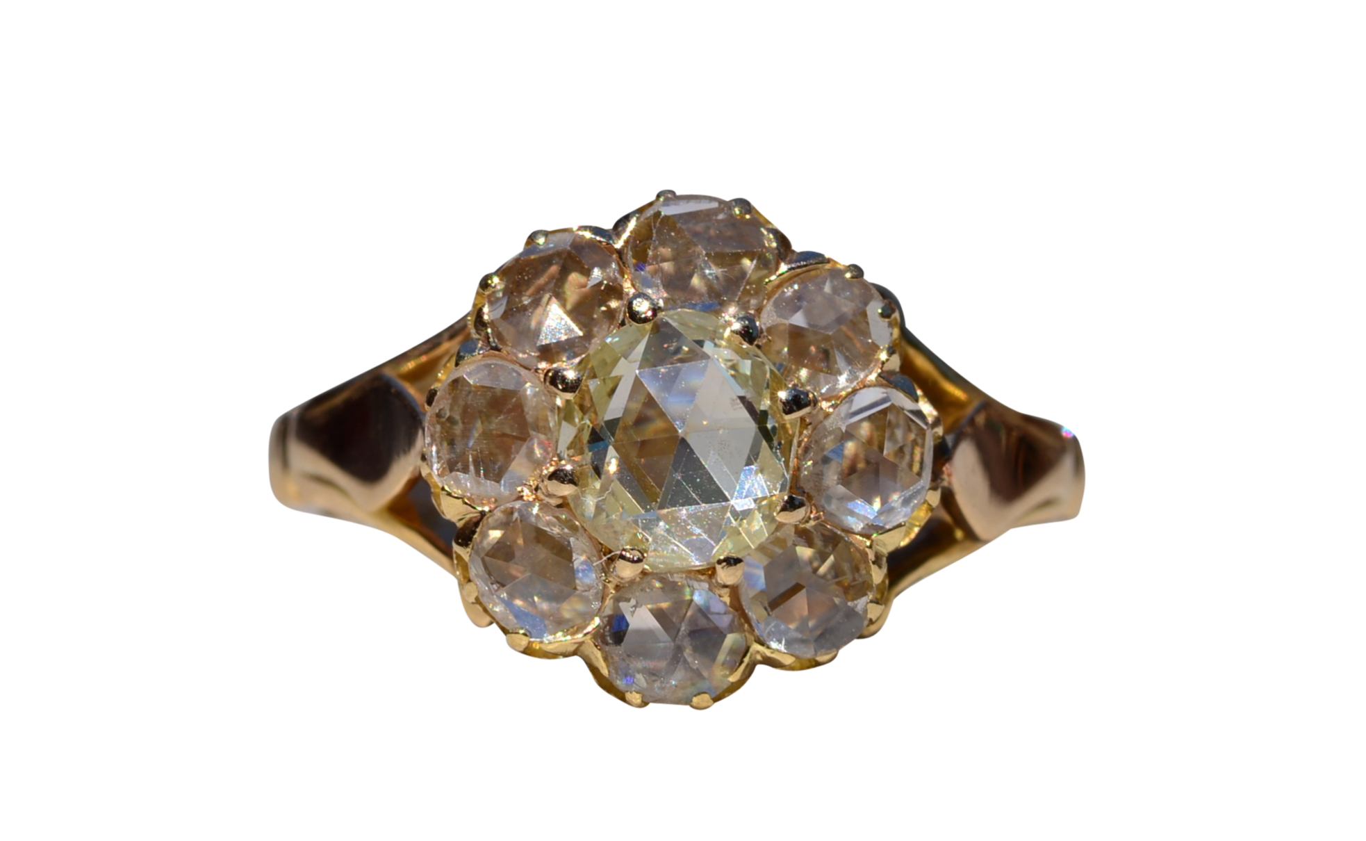 SOLD - The Running Springs: Georgian Yellow Gold Engagement Ring with Rose Cut Diamonds