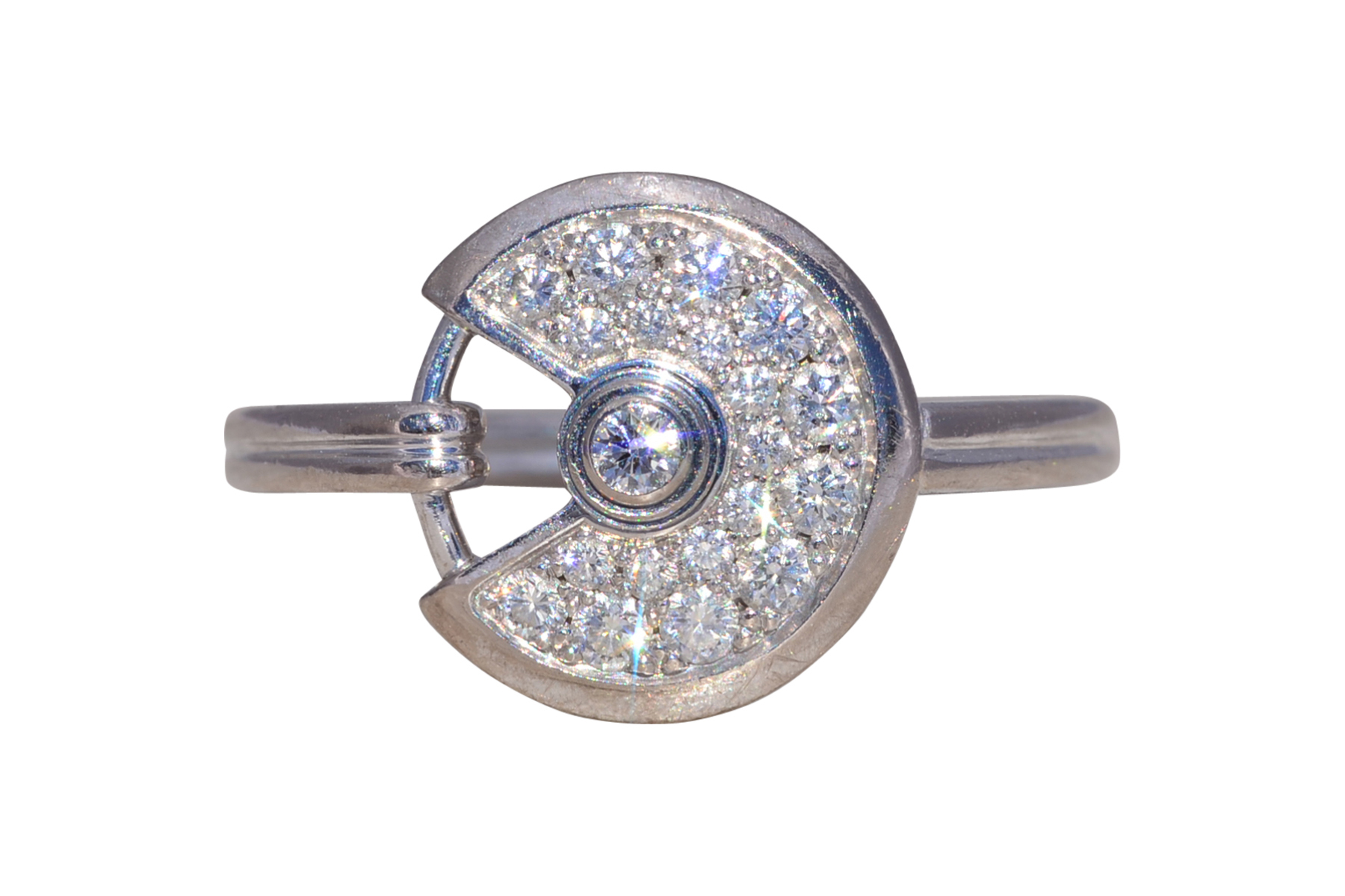 The Amulette Elegance: Cartier Amulette Ring in 18 Karat White Gold