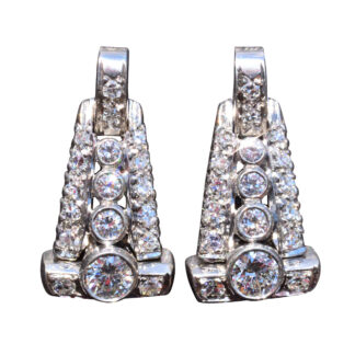The Gianna:  Platinum Dangler Earrings Set with 1.42 Carat Total Weight in Diamonds